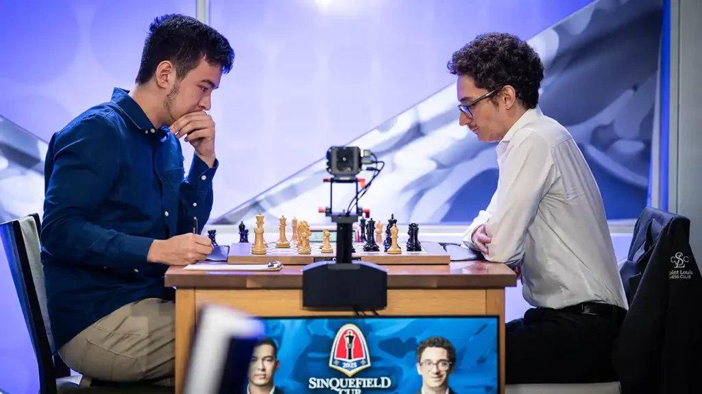 photo - 2025 Sinquefield Cup - Day 4 - GM Nodirbek GM Caruana LOS07297