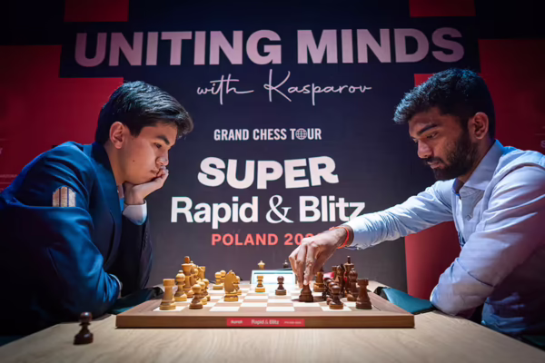 Grand Chess Tour Poland 2026 - Day 2 - GM Sindarov vs GM Gukesh D - LOP09571